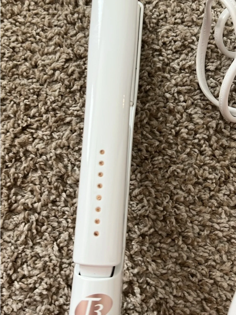 T3 single pass White Hair Straightener with Temperature Dial